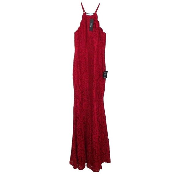 Lulus Dresses & Skirts - LULUS burgundy red high neck no sleeve long lace dress women's size S, NEW